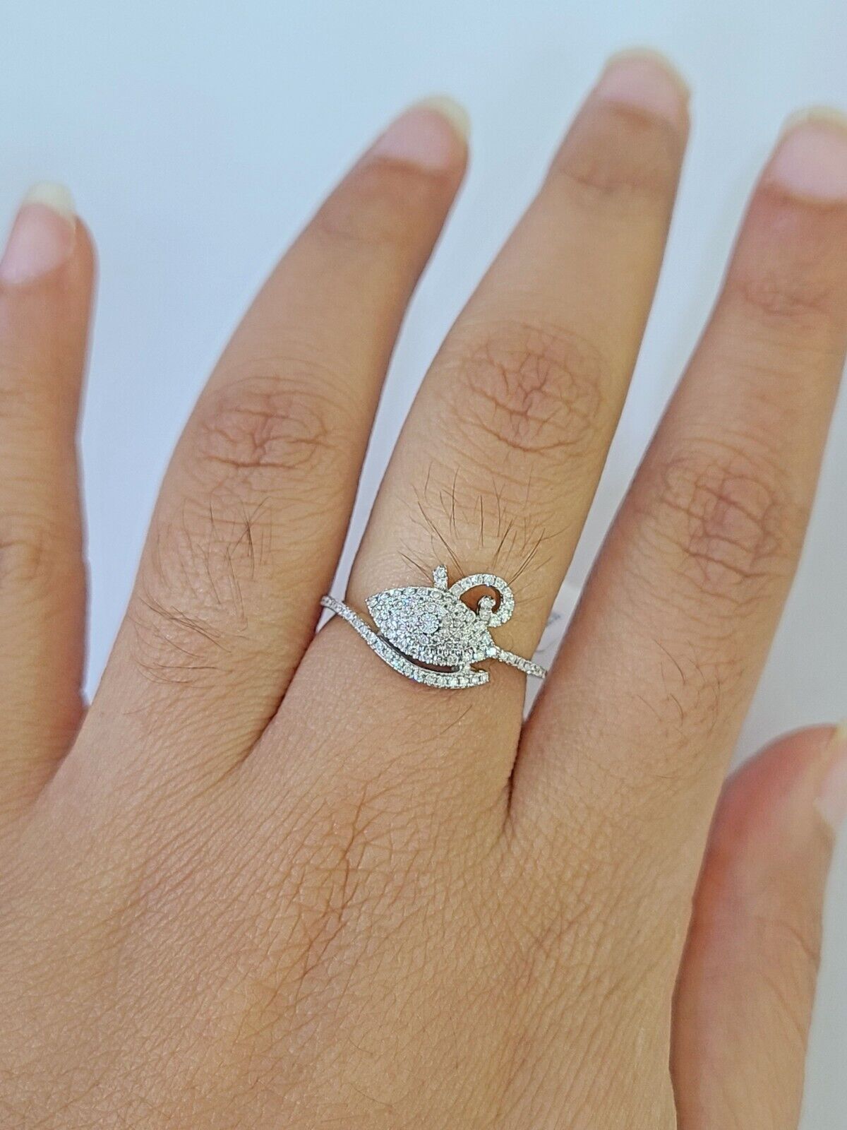 Real 10k Diamond Ladies Ring Evil Eye Yellow Gold Women Casual Genuine - GoldenlinQ